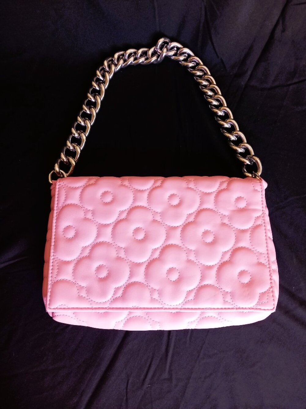Pink/Dusty Rose Flower Strativarious Bag with metal chain